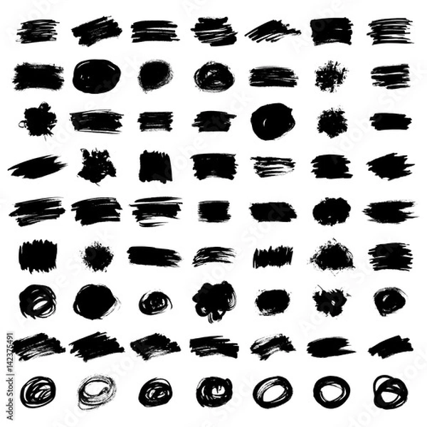 Fototapeta Set of 63 paint splashes isolated on white