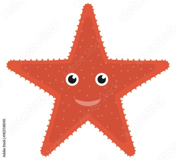 Obraz A Cute and Adorable Cartoon Starfish Character with a Joyfully Smiling Face and Cheerful Vibe