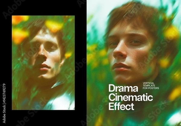 Fototapeta Dramatic Cinema Poster Photo Template Mockup