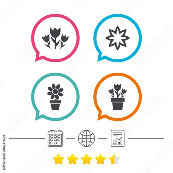 Obraz Flowers icons. Bouquet of roses symbol.