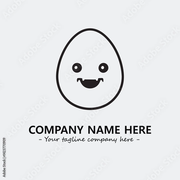 Fototapeta Egg cartoon illustration black and white for logo company vector image
