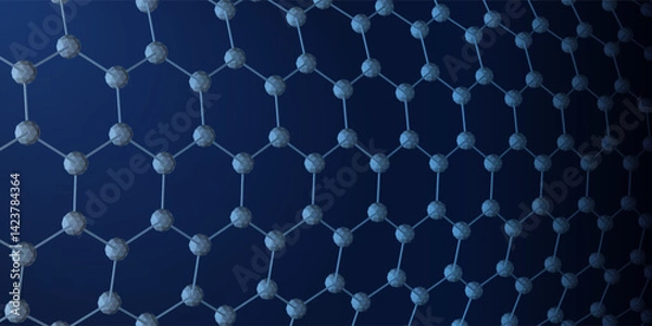 Fototapeta Abstract background 3D hexagonal grid connecting poligonal spheres. Digital  concept scientific, technology and  computing.