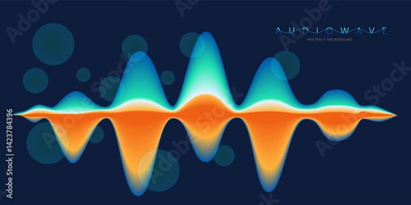 Fototapeta Abstract background gradient sound wave. Colorful flow of wave music . Vector bright  flow splash.. Music digital equalizer visualization. Banner  sound, voice  background.