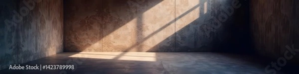 Obraz High-contrast studio lighting illuminates empty interior, dramatic shadows , top lighting, shadow