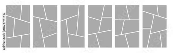 Obraz Set of collage grid manga comic storyboard layout panel blank template for social media. Empty page frame for comic book, photo collage, poster, flyer. Vector illustration
