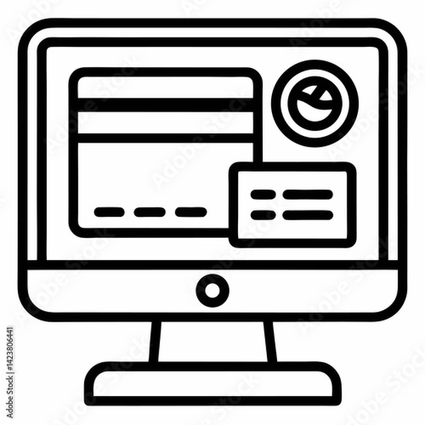 Fototapeta Online Payment black outline icon without background