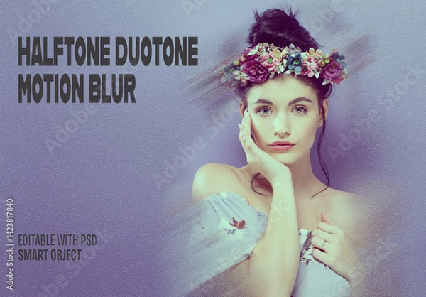 Obraz Halftone Duotone Motion Blur Photo Effect