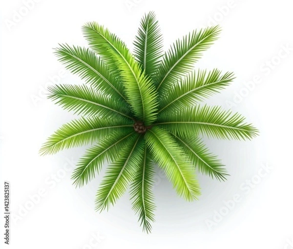 Fototapeta A top down view of a vibrant green palm tree