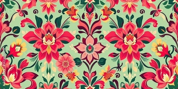Obraz Elegant arabesque floral vector pattern, seamless background , image, line