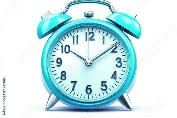 Fototapeta Classic Teal Alarm Clock Displaying Time Vintage Design Retro Style Time Management WakeUp