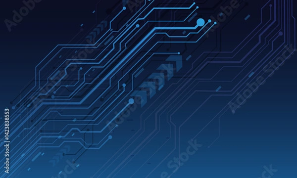 Fototapeta Abstract technology Blue lines circuit cyber arrow slash geometric futuristic style design modern creative background vector