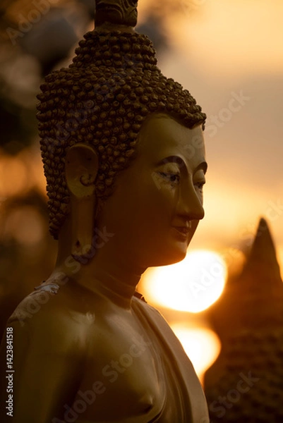 Obraz Backlight golden buddha statue at the Wat Phousalao temple, near Pakse, Champasak, Laos