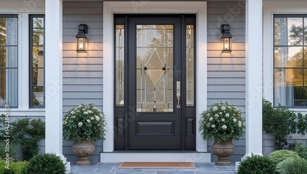 Fototapeta With its clean lines and contemporary design this front door is timeless