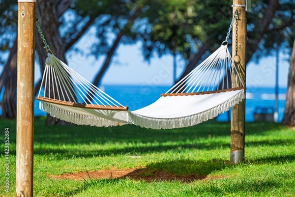 Fototapeta recreation area - hammocks