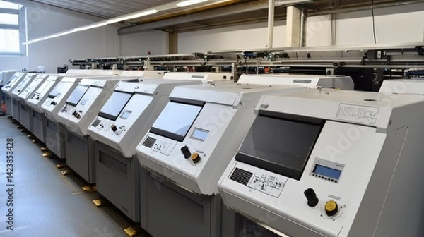 Fototapeta Production machines operating in perfect synchronization for efficient and automated manufacturing