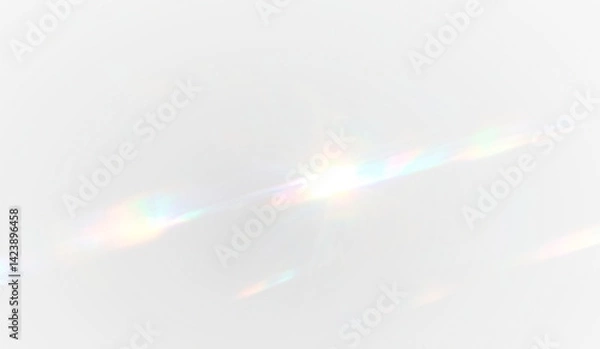 Obraz мMagic glass prism rainbow reflection with radiant shine, sparkle, and glowing spectrum. Vector transparent PNG with colorful blur and fantasy light for jewelry, Christmas, or glamour overlay.