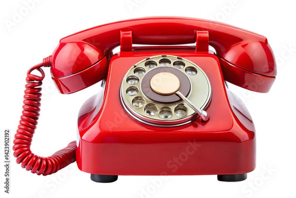 Obraz an old fashioned red telephone isolated on transparent background an old fashioned red telephone isolated on transparent background PNG