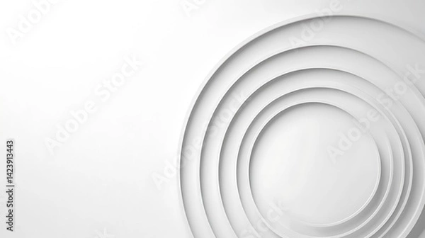 Fototapeta White Abstract 3D Background with Concentric Circles