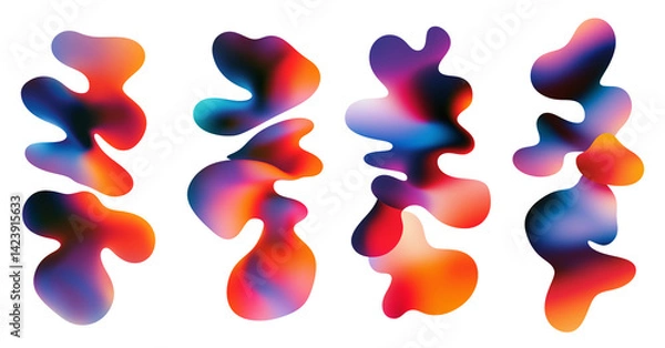 Fototapeta Colorful abstract shapes create a vibrant visual experience with fluid forms and smooth transitions