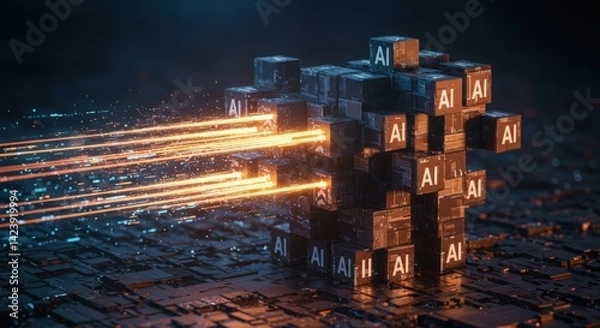 Fototapeta AI Gigafactory Building Blocks Investment Future Tech