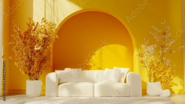 Obraz modern living white sofa. generative ai