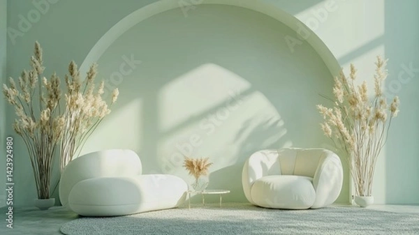 Obraz modern living white sofa. generative ai