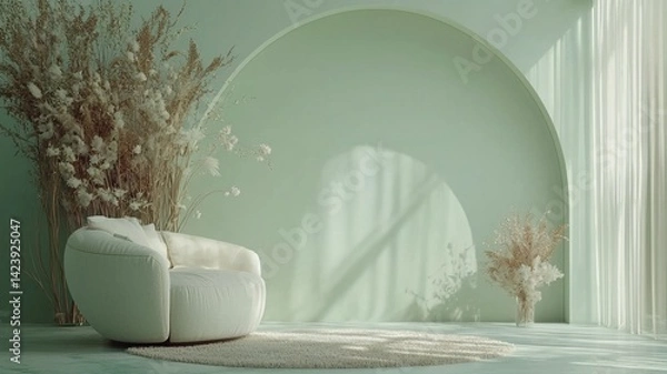 Obraz modern living white sofa. generative ai