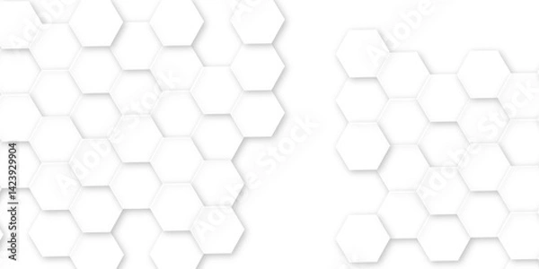 Fototapeta Abstract background with seamless pattern with hexagons .Hexagonal white hexagons honeycomb wallpaper. Modern simple style hexagonal graphic concept.