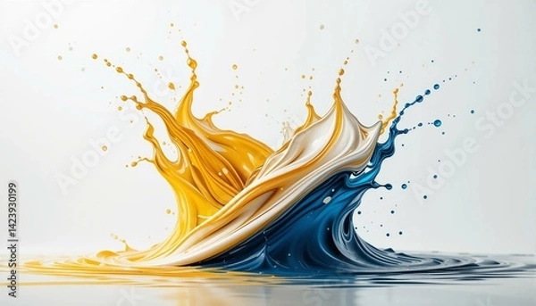 Obraz ibrant Splash of Gold, Blue, and Creamy White