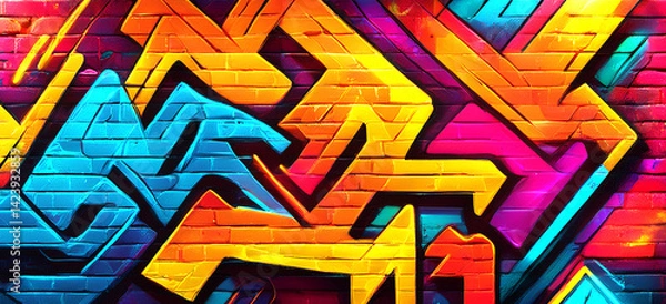 Fototapeta Abstract art painting graffiti on brick wall art paint background with texture design.