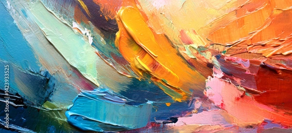 Fototapeta Abstract background art painting colorful oil paint on canvas.