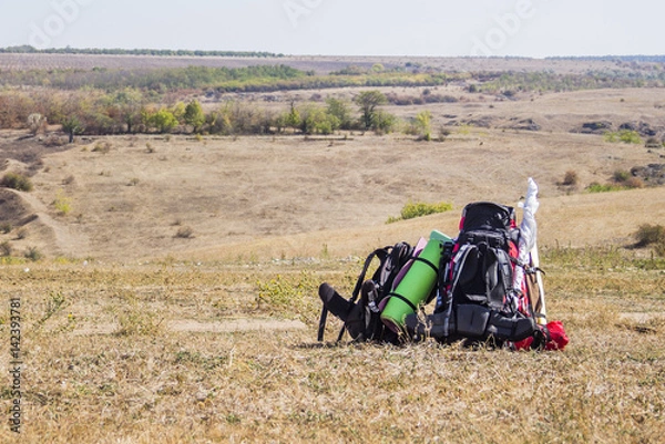 Obraz two backpacks at nature
