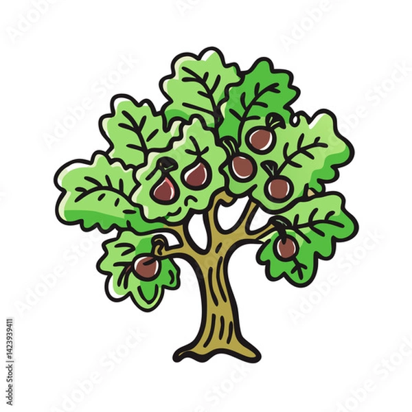 Fototapeta fig tree icon, fig tree vector illustration-simple illustration of fig tree, perfect for fig tree logos and icons