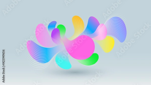 Fototapeta Colorful lively flora elements abstract vector background