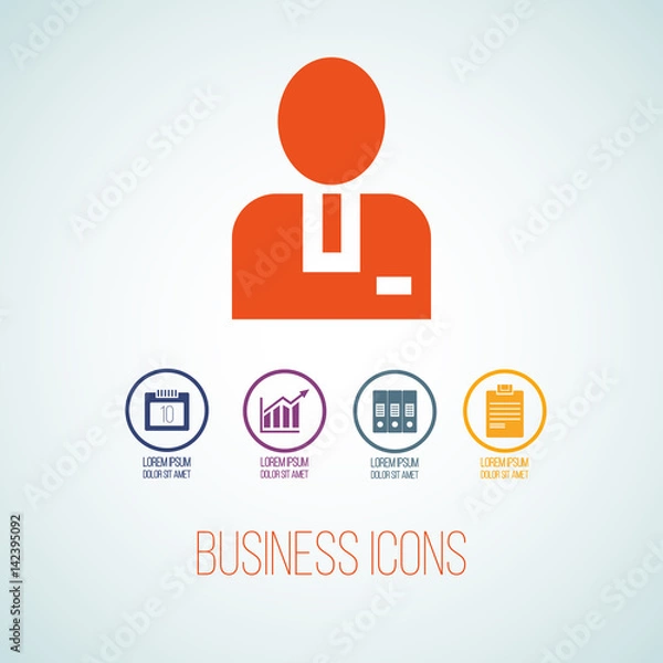 Fototapeta Vector illustration of business icon in the form of man, businessman. Additional Characters