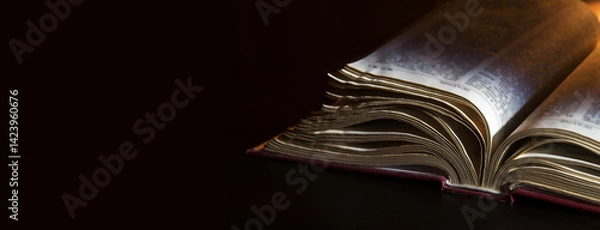 Obraz Dark table with open bible