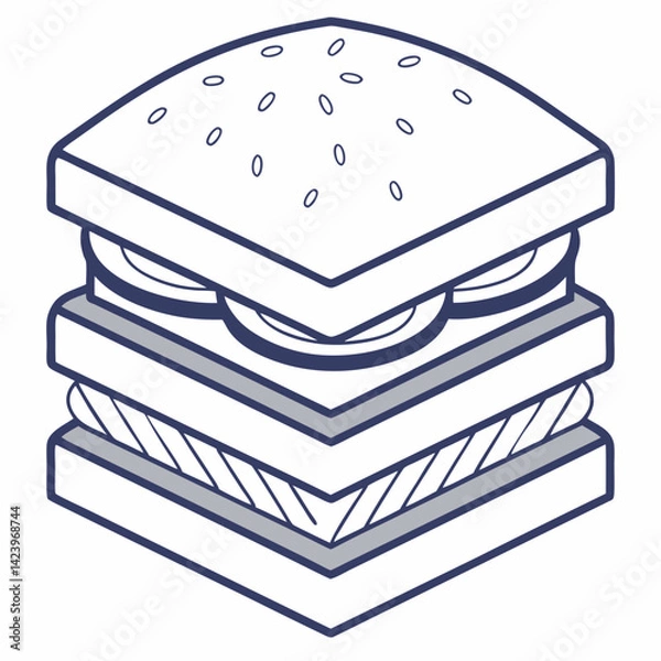 Obraz Delicious Isometric Sandwich Vector Illustration For Menu Or Recipe Design