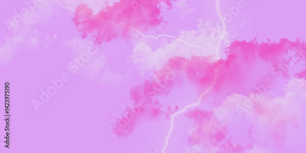 Fototapeta Abstract Pink watercolor background with colors. Abstract background of colorful liquid liner.  marbled grunge. Thunder, lightnings and rain on a stormy summer night in black and white .