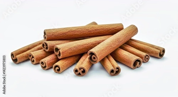 Obraz Cinnamon Sticks Isolated on White Background - Clean Minimalist Aromatic Spice Photography