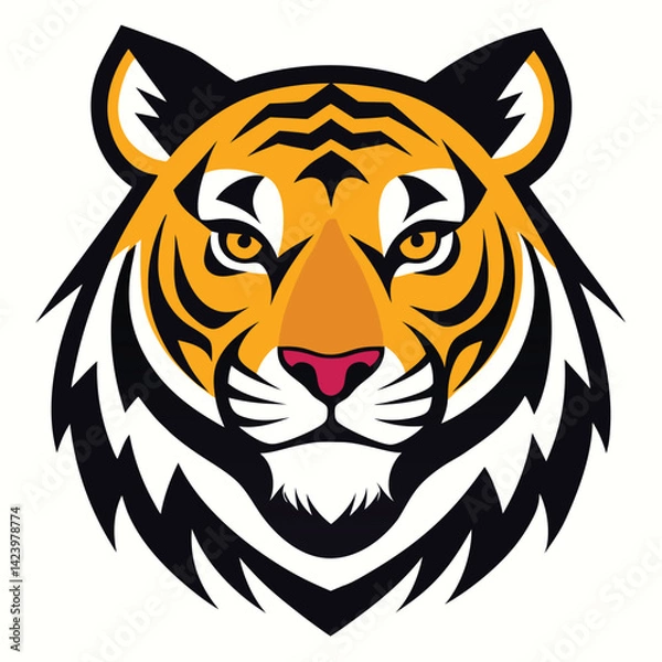 Fototapeta tiger head vector logo design vector illustration on white
