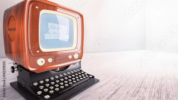 Obraz concept old computer typewriter system upgrade