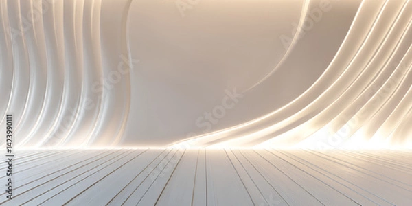 Fototapeta Elegant Curved Beige Interior with Soft Glow

