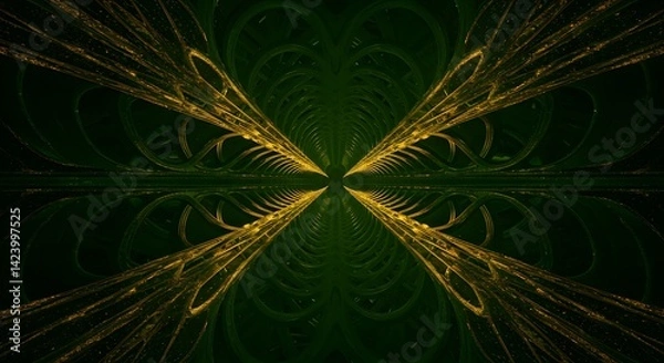 Fototapeta Abstract Gold Pattern Forming a Tunnel Vision Perspective