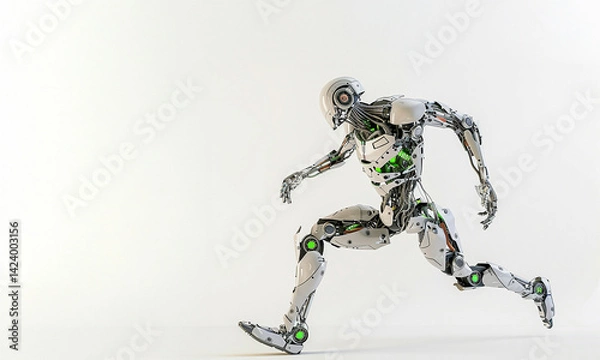 Fototapeta Futuristic Humanoid Robot Testing Endurance with Autonomous Intelligence