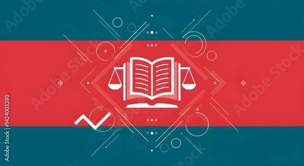 Fototapeta Justice Book Graphic with Scales and Abstract Background