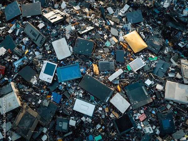 Obraz Electronic Waste Landfill: A Growing Environmental Concern with Piles of Discarded Technology