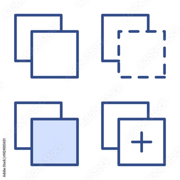 Obraz Copy paste system icon set vector isolated. Collection of simple symbols for copy, cut and paste, add new. Computer or smartphone signs. Paper outline symbol.