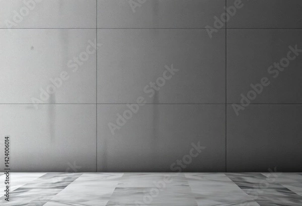 Fototapeta Dark, textured cement wall juxtaposed with a smooth, gradient studio backdrop, rough, texture