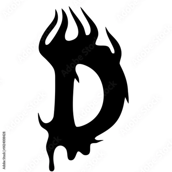 Obraz Tribal hardcore alphabet letter D