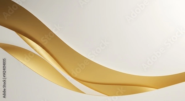 Fototapeta Abstract Golden Ribbon Flowing on Cream Background